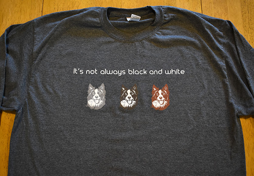 its not always black and white border collie shirt